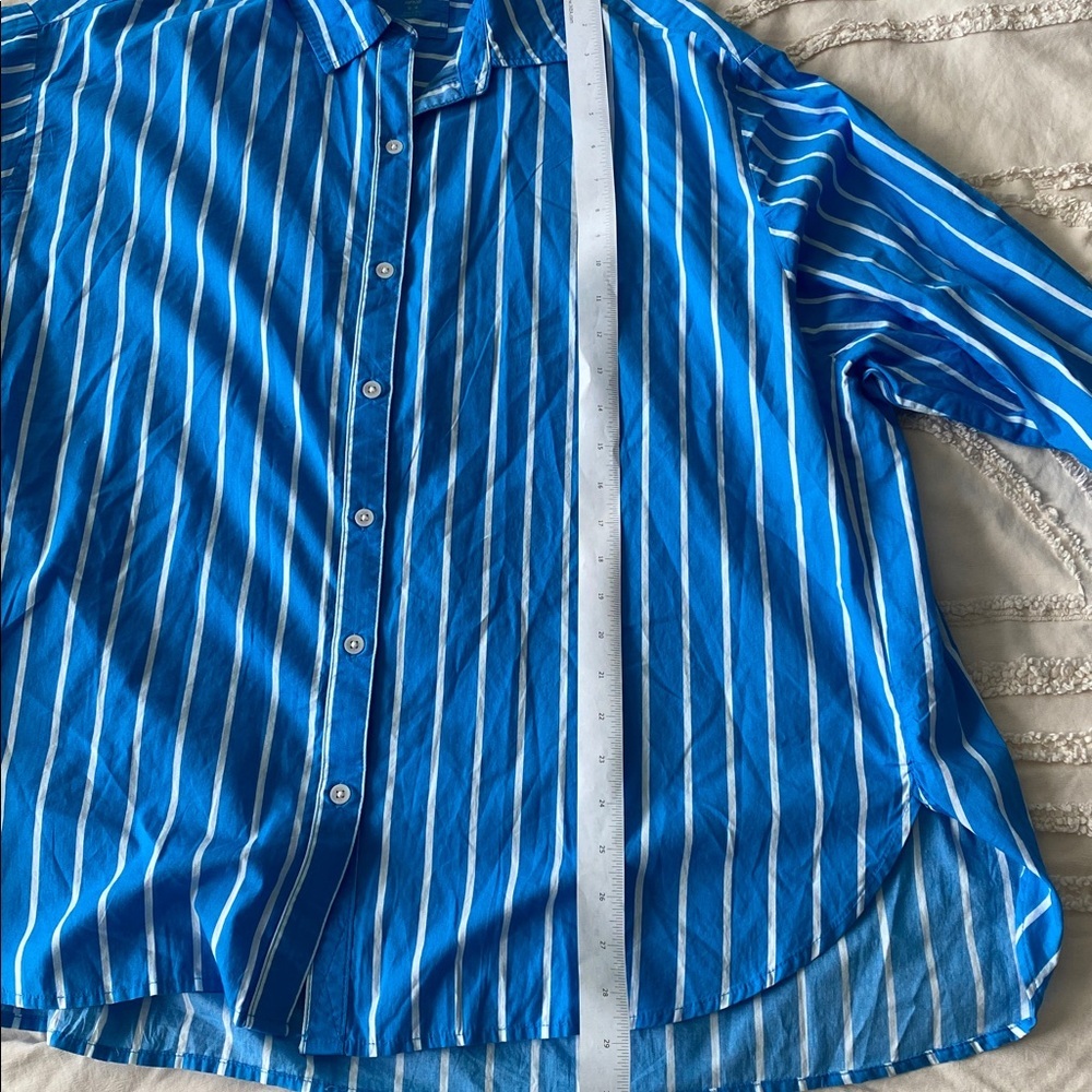 Aerie Blue and White Striped Shirt M - Picture 13 of 13